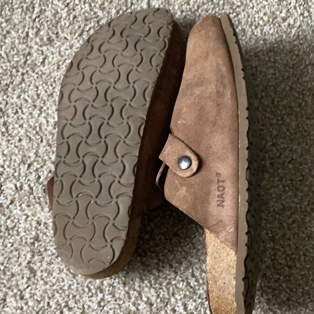 Naot women’s Brown Suede Buckle Clog Mule - Picture 9 of 9